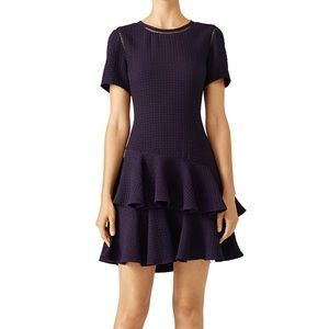 Rebecca Taylor sz 2 navy blue tiered a line dress